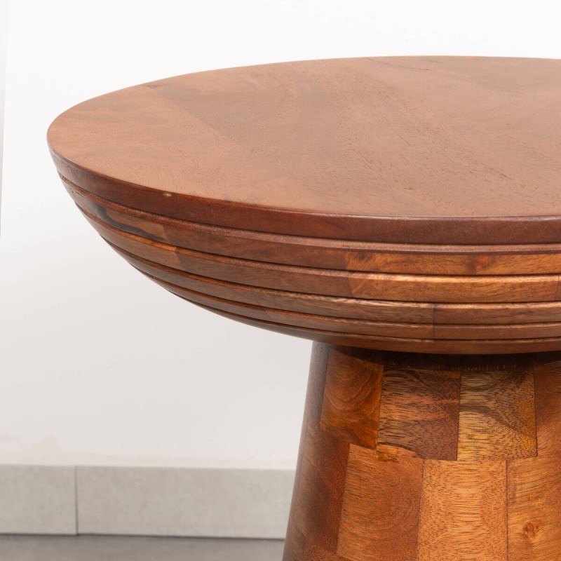 Mesa auxiliar Velum Nogal de mango macizo en silueta de seta con base cónica ø40x45 cm