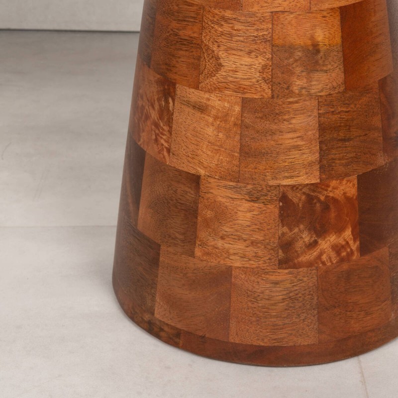 Velum Walnut side table in solid mango wood in mushroom silhouette with conical base ø40x45 cm