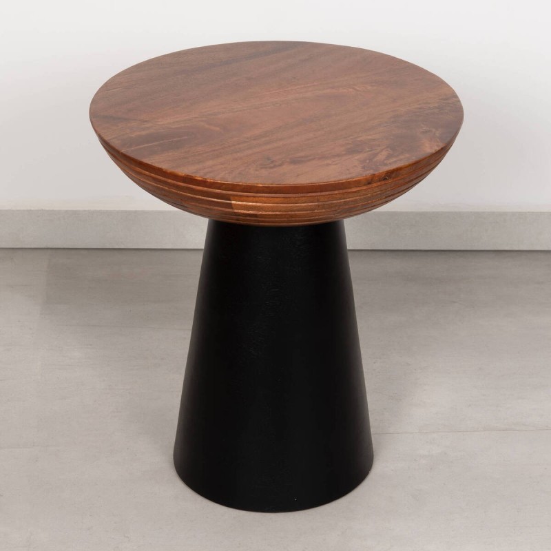 Mesa auxiliar Velum Negro de mango macizo con base cónica negra mate  ø40x45 cm