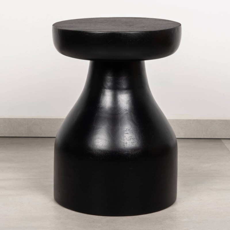 Mesa auxiliar Canela Negro de mango en negro con silueta de seta ø30x42 cm