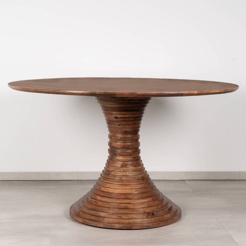Mesa de comedor redonda Viena de madera de mango con base pedestal 135 cm