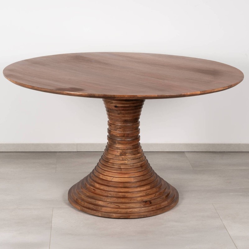 Mesa de comedor redonda Viena de madera de mango con base pedestal 135 cm