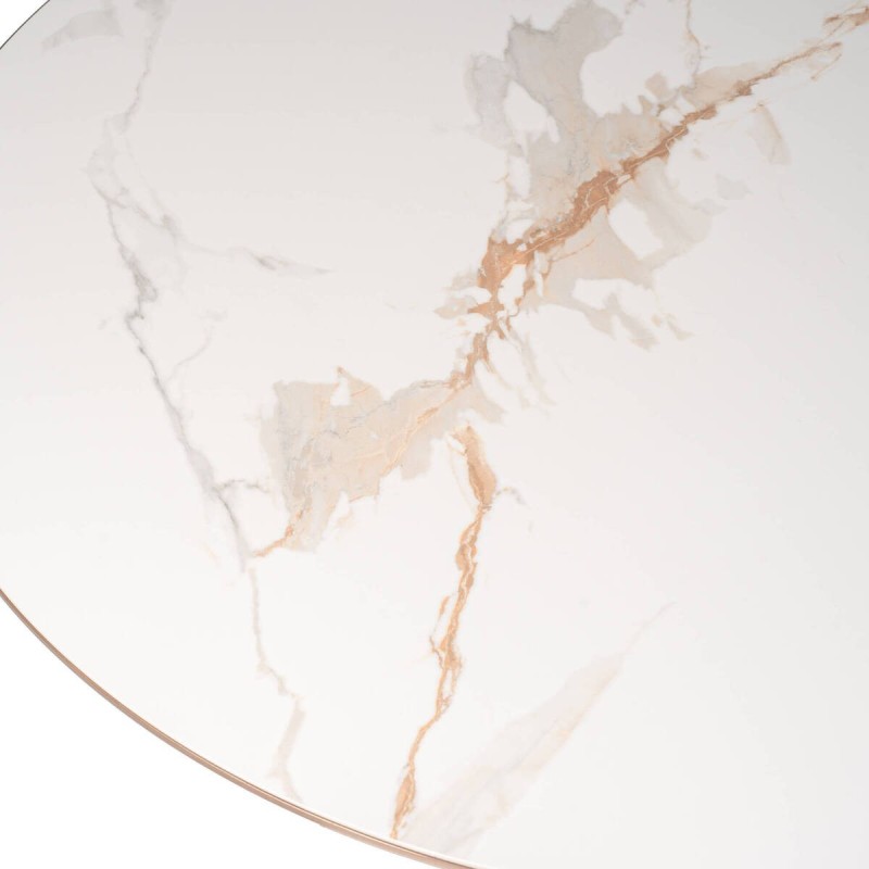 Mesa de centro redonda - tapa de cerámica blanca 90x46cm