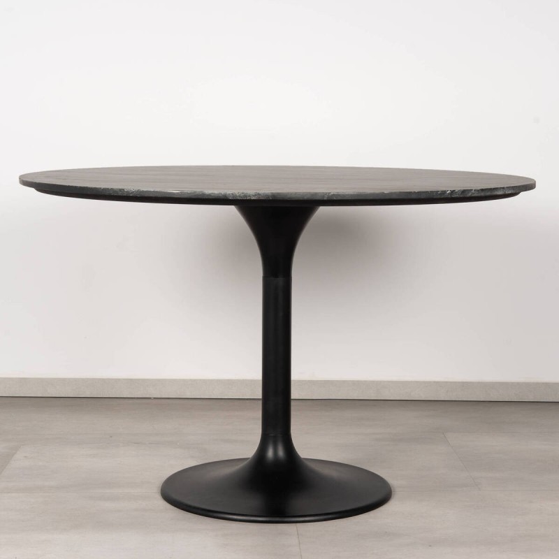 Mesa de comedor Altea de mármol negro con base tulipa de hierro negro 120 cm