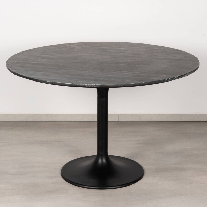 Mesa de comedor Altea de mármol negro con base tulipa de hierro negro 120 cm