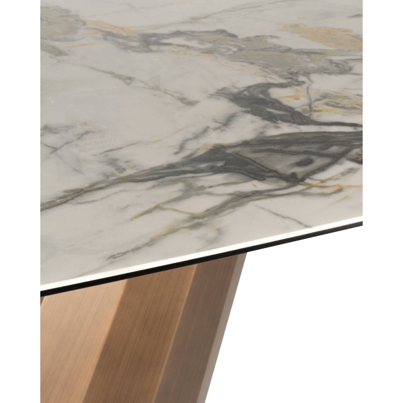 Mesa de comedor Oria con base escultórica y tapa de cerámica 240x110x76cm