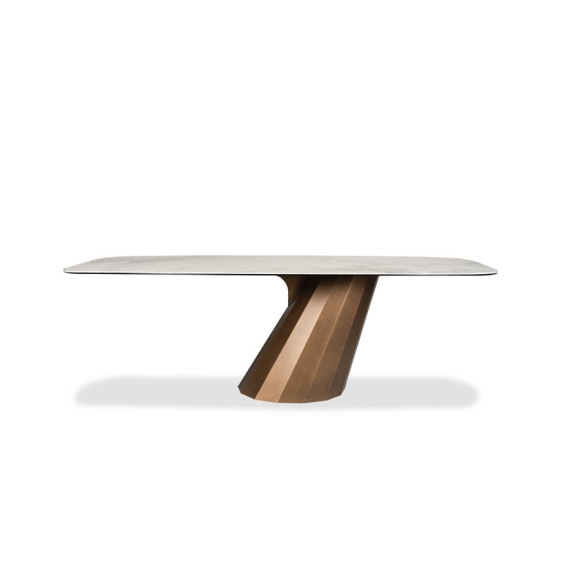 Mesa de comedor Oria con base escultórica y tapa de cerámica 240x110x76cm