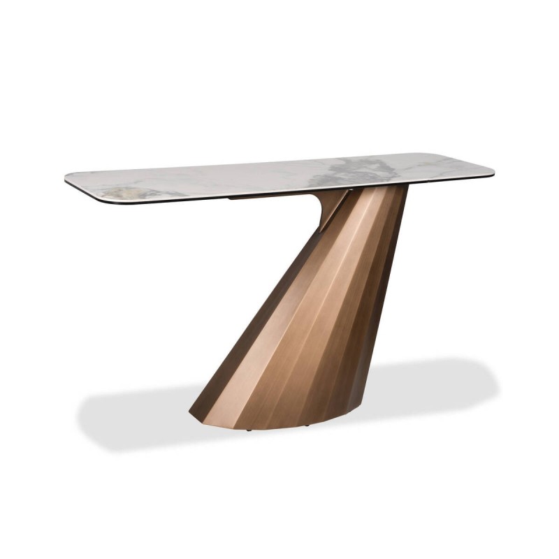 Oria console table with sculptural base and ceramic top 135x40x76cm