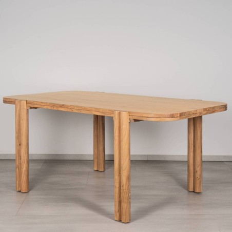 Mesa de comedor Grain de acacia natural con patas cilíndricas 175x90 cm | Muebles Benítez