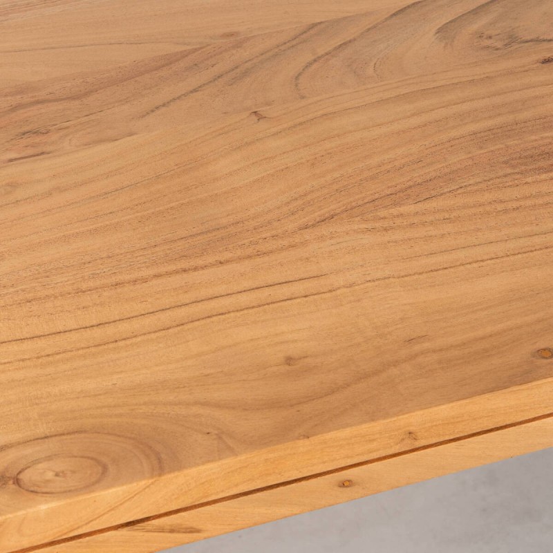 Mesa de comedor Grain de acacia maciza natural con esquinas redondeadas y patas cilíndricas 175 cm