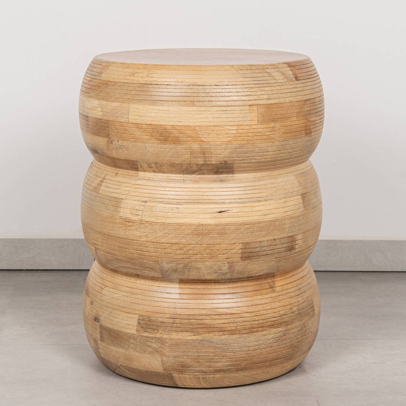 Mesa auxiliar Glase de mango macizo natural con triple esfera apilada ø35x45 cm