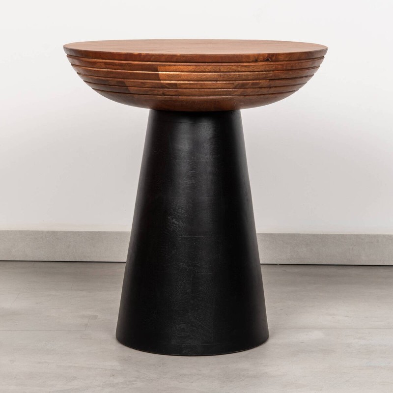 Mesa auxiliar Velum Negro de mango macizo con base cónica negra mate  ø40x45 cm