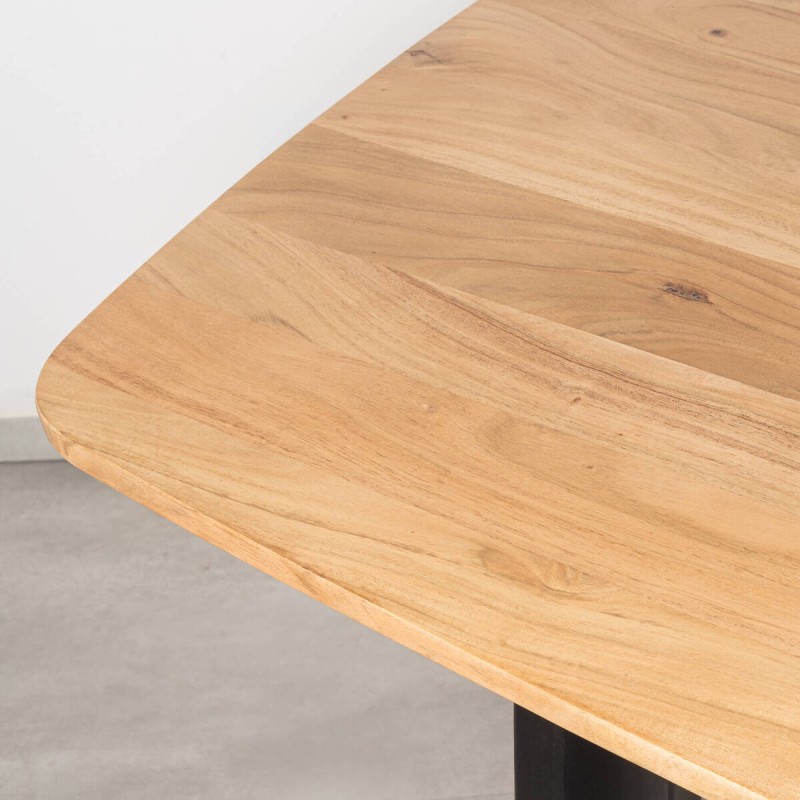 Mesa de comedor Bosco de acacia con patas en arco negro 200 cm