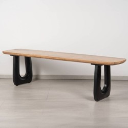 Bosco Solid Acacia Bench with Black Arched Legs 175cm