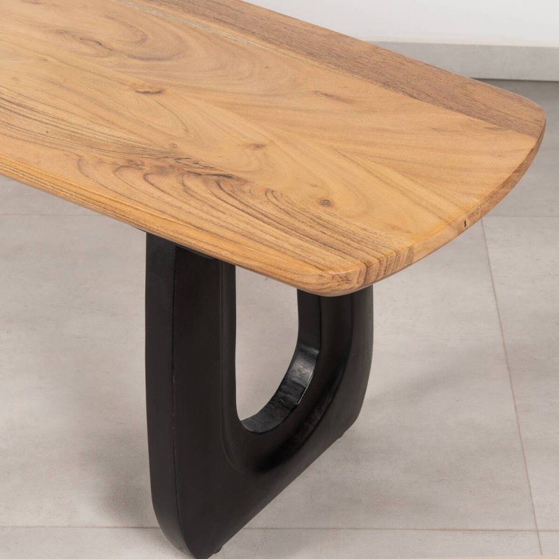 Banco Bosco de acacia maciza con patas en arco negro 175×40×45 cm | Muebles Benítez