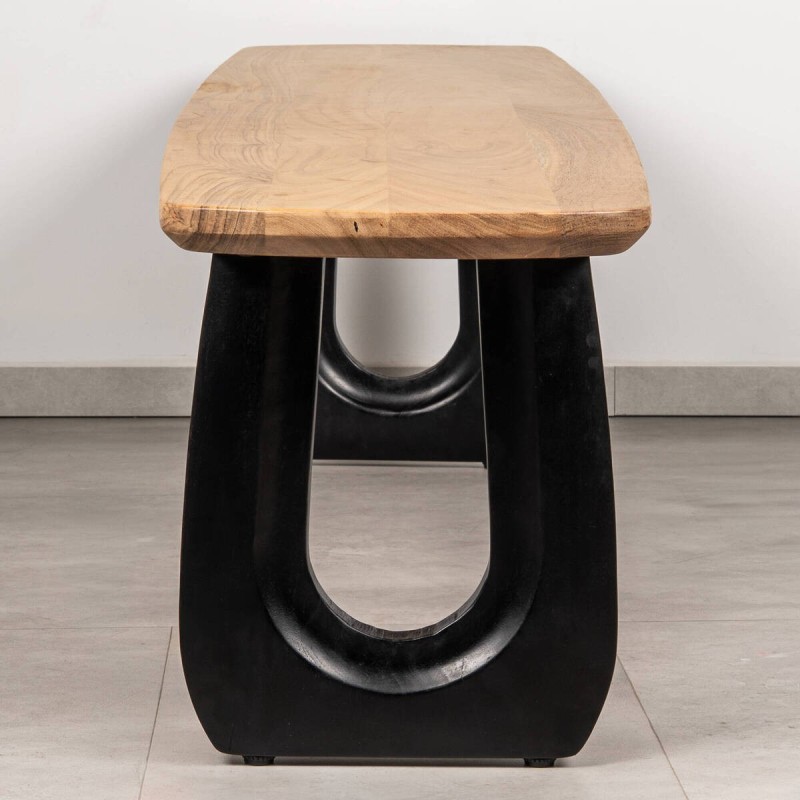 Banco Bosco de acacia maciza con patas en arco negro 175×40×45 cm | Muebles Benítez