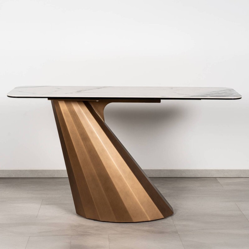 Oria console table with sculptural base and ceramic top 135x40x76cm