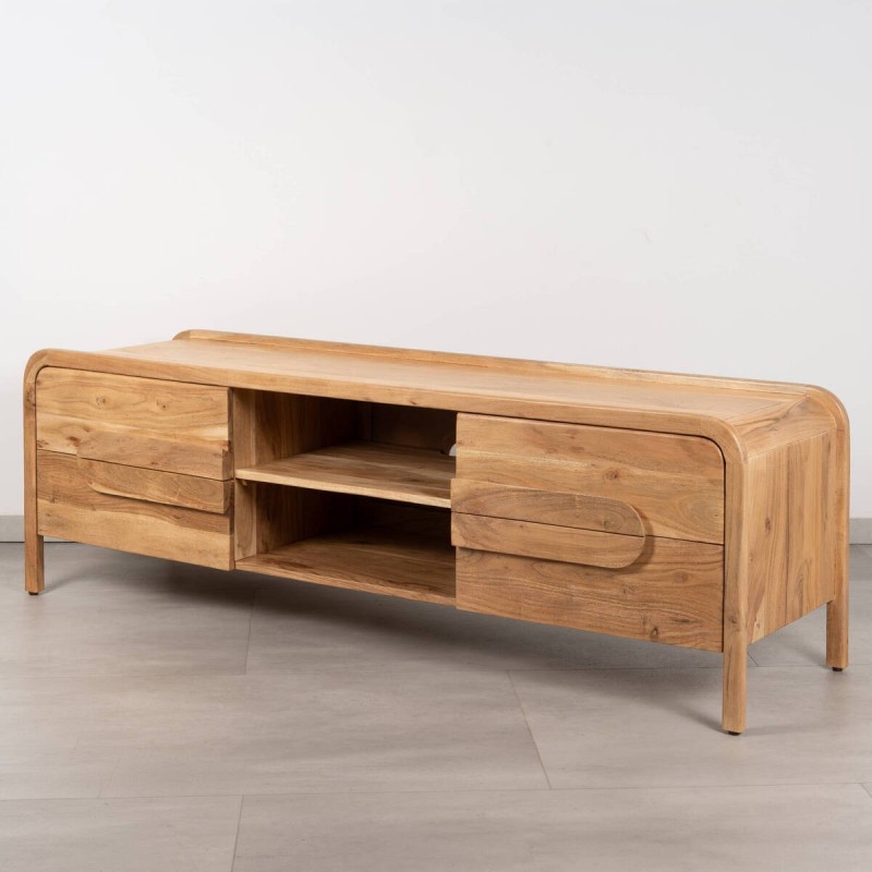 Mueble TV Arbor de acacia con cantos redondeados, 4 cajones 160 cm