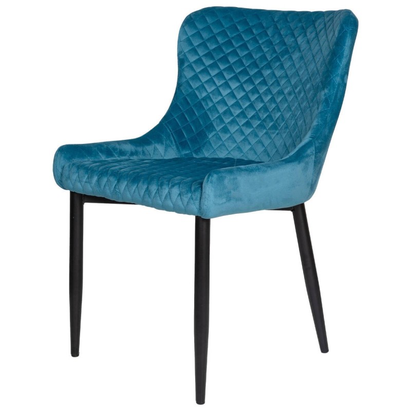 Silla comedor aura terciopelo azul kare - patas metálicas negras 52x60x82cm