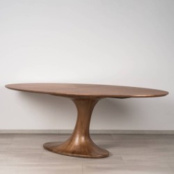 Kyoto Oval Pedestal Dining Table in Walnut 240 cm
