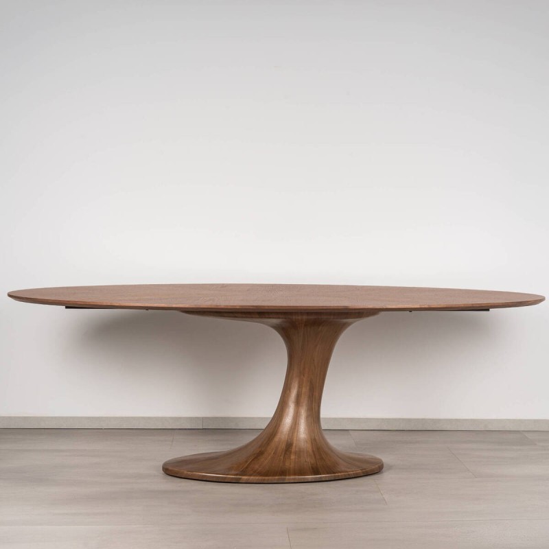 Kyoto Oval Pedestal Dining Table in Walnut 240 cm