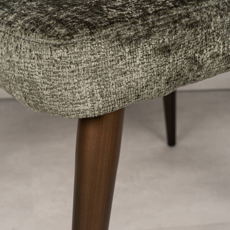Elin Dining Chair with Armrests in Olive Green Fabric