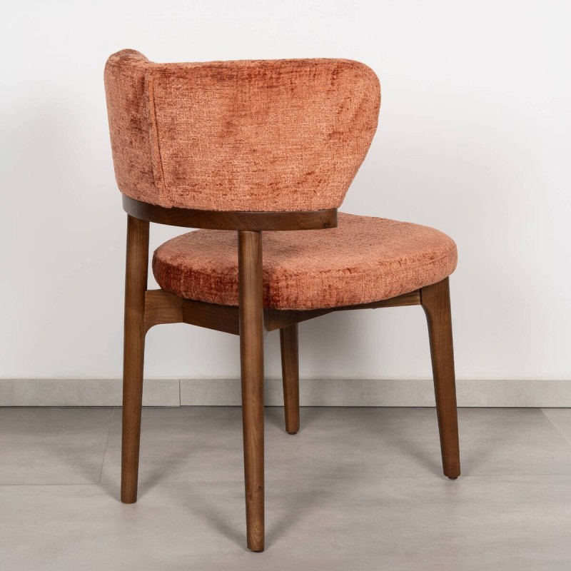 Silla de Comedor Dalia terracota y Patas Nogal | Muebles Benítez