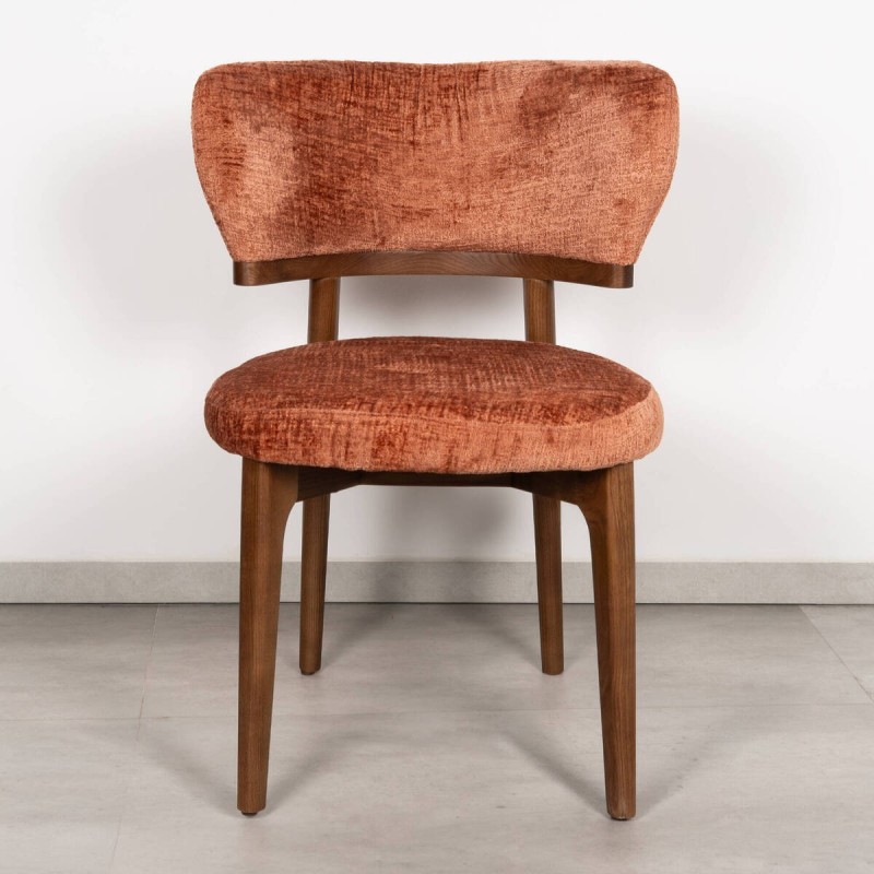 Dalia Dining Chair in Terracotta Fabric with Ash Legs