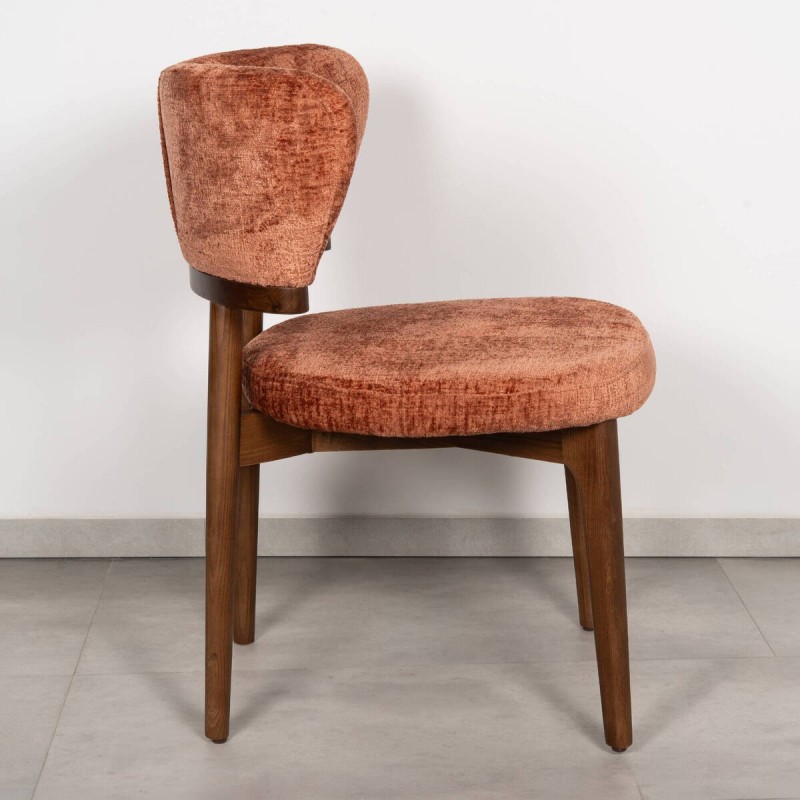Dalia Dining Chair in Terracotta Fabric with Ash Legs