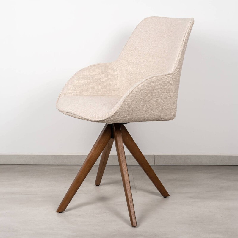Silla de Comedor Giratoria Swirl Tapizada en Beige Claro