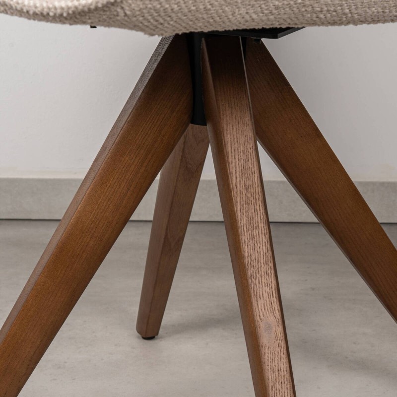 Silla de Comedor Giratoria Swirl Tapizada en Beige Claro