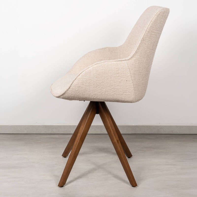Silla de Comedor Giratoria Swirl Tapizada en Beige Claro