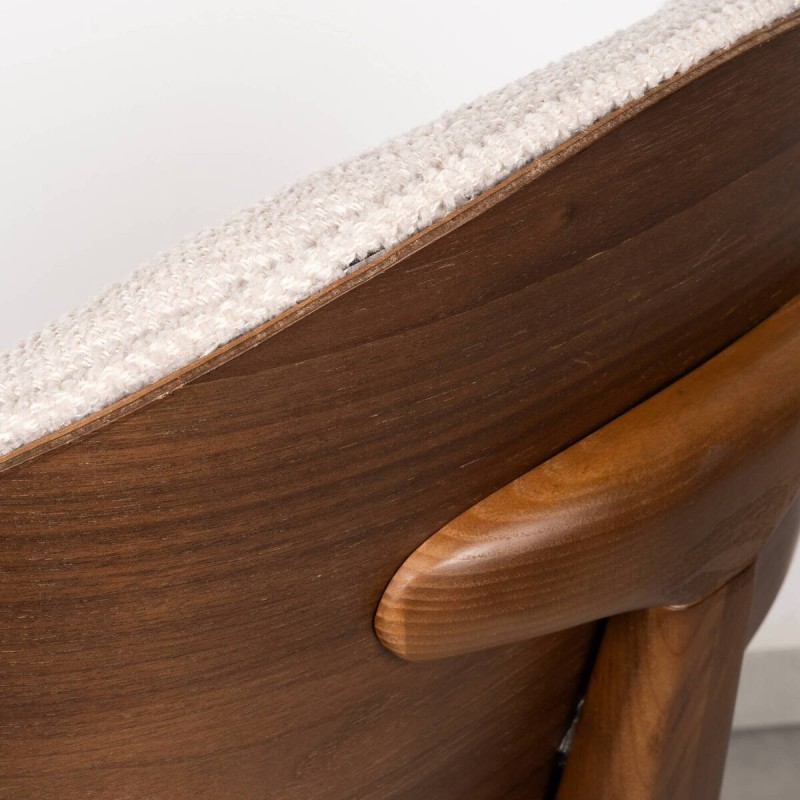 Bosa Dining Chair in Cream Fabric with Walnut Back