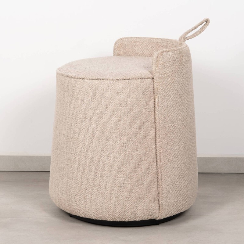 Puff Cilíndrico Sava Tapizado en Crema Ø40 cm