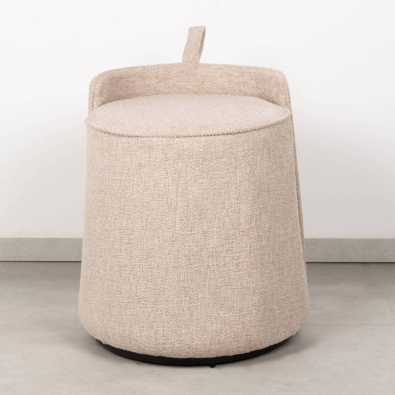 Puff Cilíndrico Sava Tapizado en Crema Ø40 cm