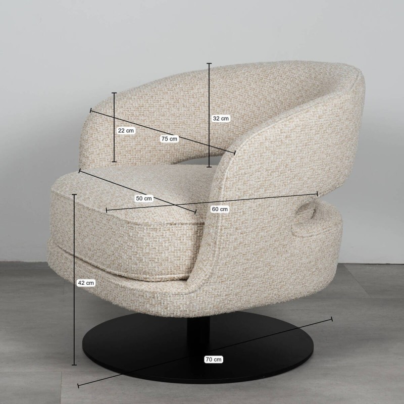 Sillón giratorio Vanto tapizado en tejido beige