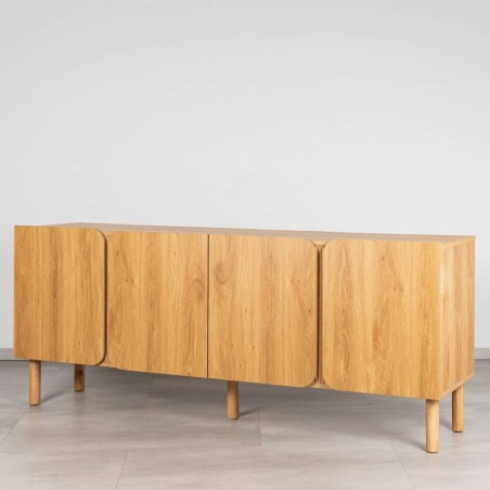Aparador Mekong Acabado Roble, puertas curvadas y Patas de Madera 180 cm