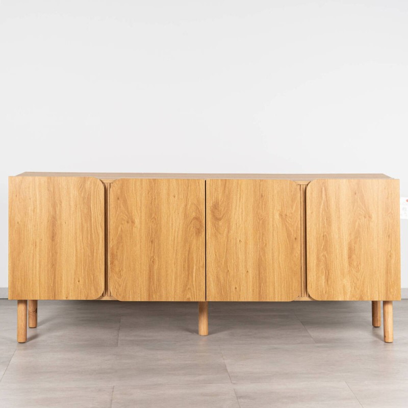 Aparador Mekong Acabado Roble, puertas curvadas y Patas de Madera 180 cm
