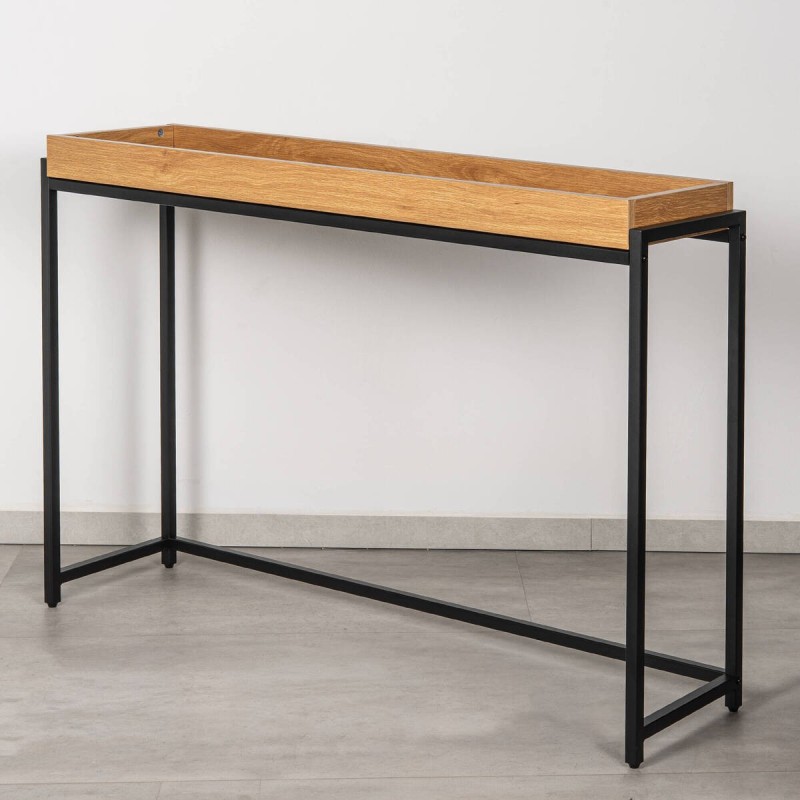Daroca Console Table with Oak Tray Top and Black Frame 120 x 30 cm