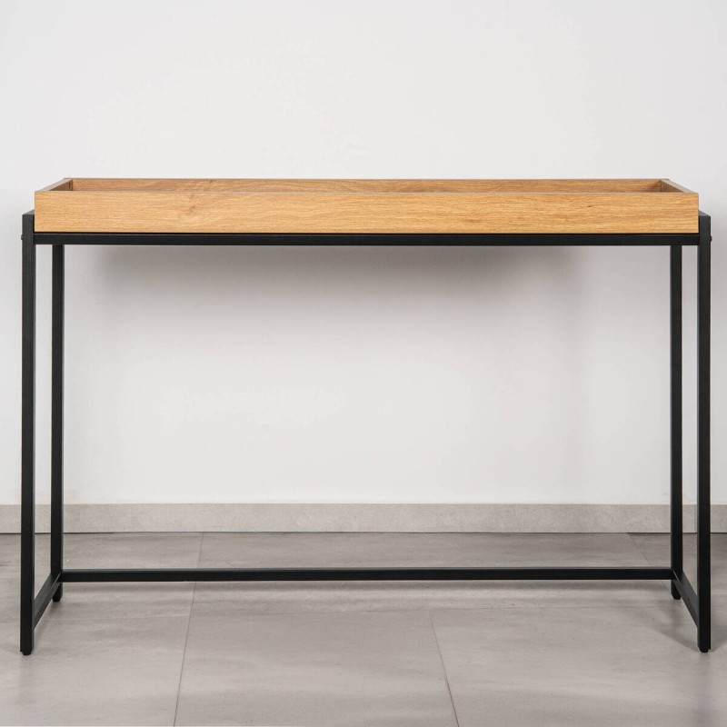 Daroca Console Table with Oak Tray Top and Black Frame 120 x 30 cm