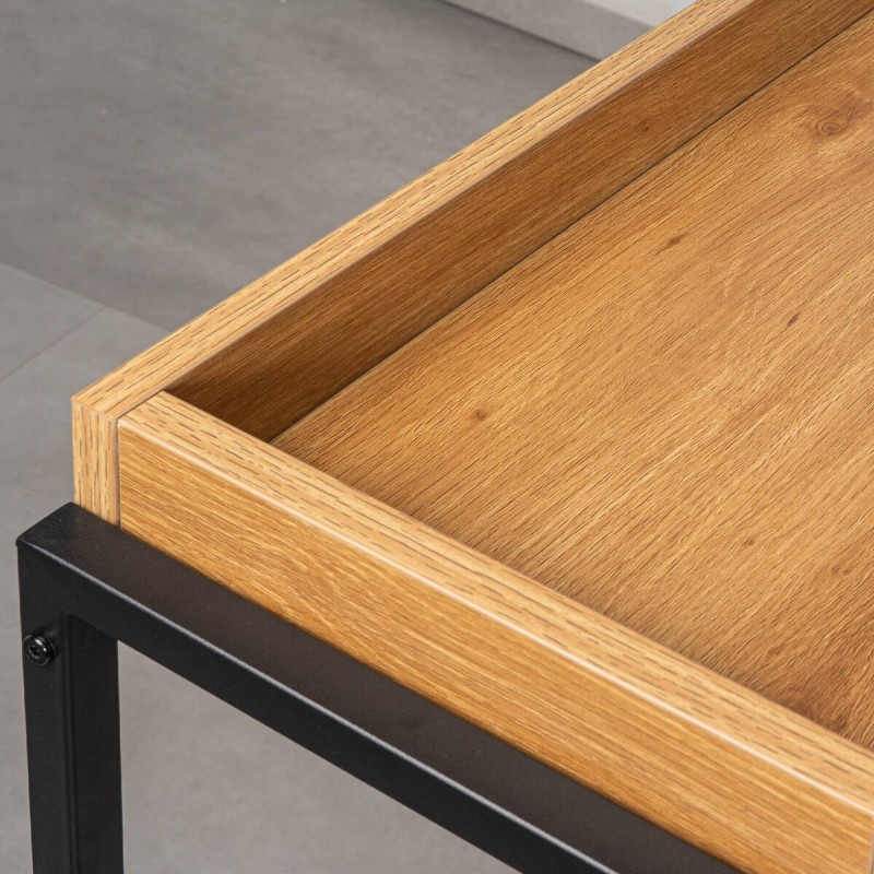 Daroca Console Table with Oak Tray Top and Black Frame 120 x 30 cm