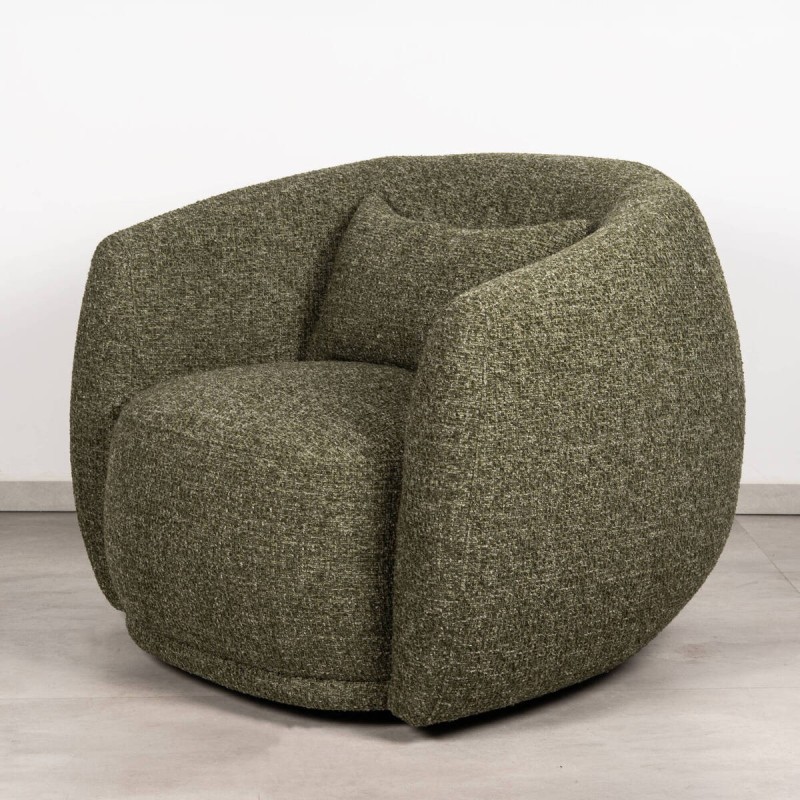Nura Swivel Armchair Upholstered in Moss Green Fabric