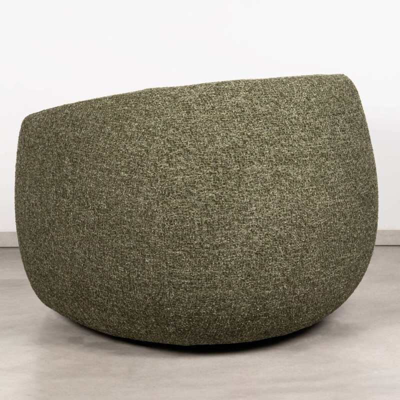 Sillón giratorio Nura tapizado en tejido verde musgo