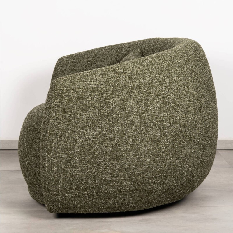 Nura Swivel Armchair Upholstered in Moss Green Fabric
