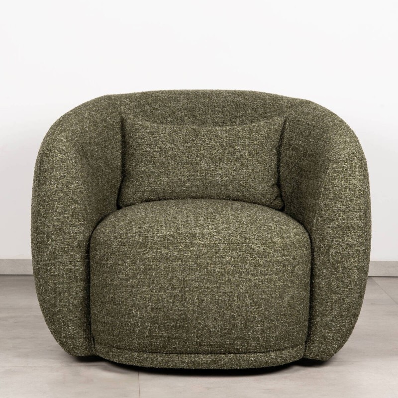 Sillón giratorio Nura tapizado en tejido verde musgo