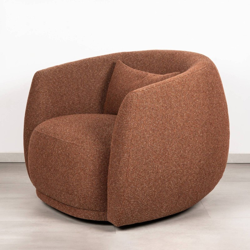 Nura Swivel Armchair Upholstered in Terracotta Fabric
