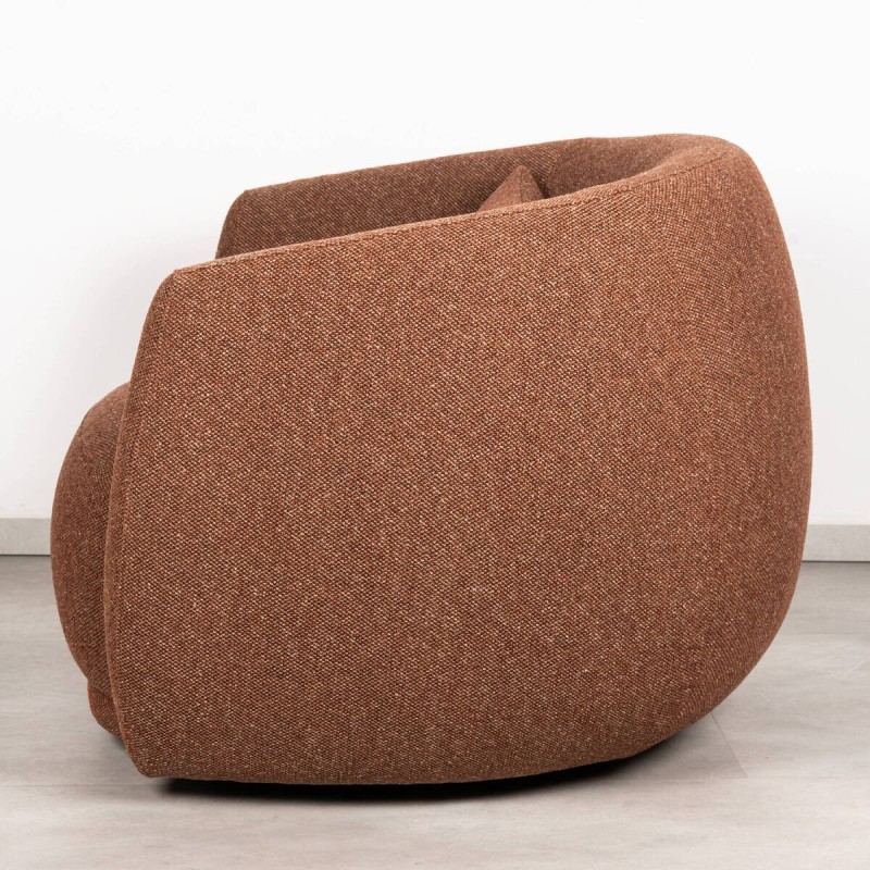 Nura Swivel Armchair Upholstered in Terracotta Fabric