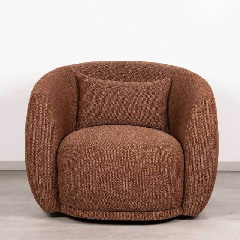 Nura Swivel Armchair Upholstered in Terracotta Fabric