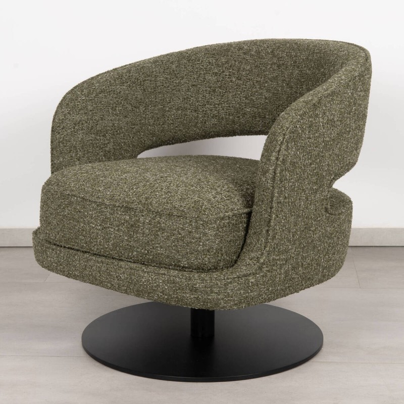 Sillón giratorio Vanto tapizado en tejido verde musgo