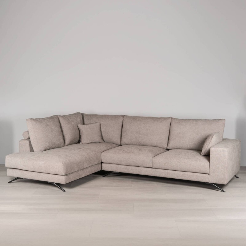 Sofá Mercury Chaiselongue Izquierda en tejido Beige Piedra 310 cm